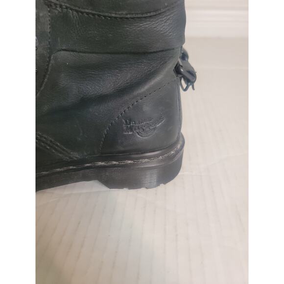 Doc Martens Womens Triumph Boots SZ 5 Black Floral Fold Over Leather Lace Up - Picture 9 of 12